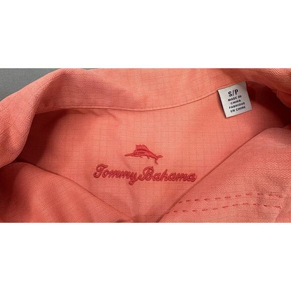 Tommy Bahama Men’s Island Zone Shirt Size Small Pink Orange Silk Blend RN 86549 - Picture 4 of 11